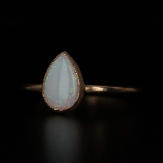 Opal Teardrop Ring, 18k Gold Ring, Yellow Gold Rin