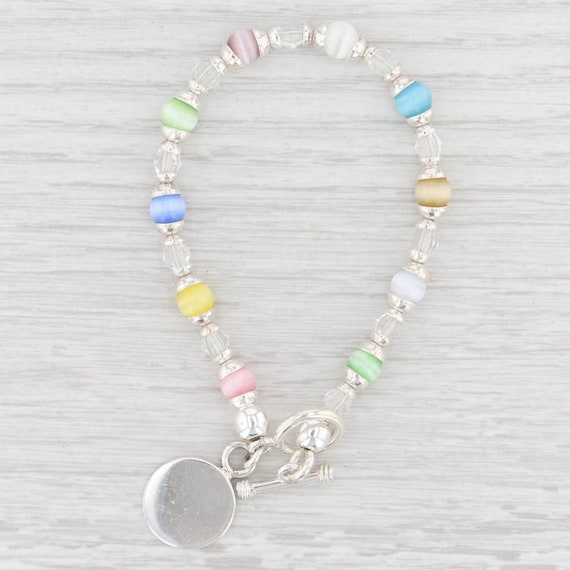 New Multi-Color Glass Bead Bracelet Engravable Ch… - image 1