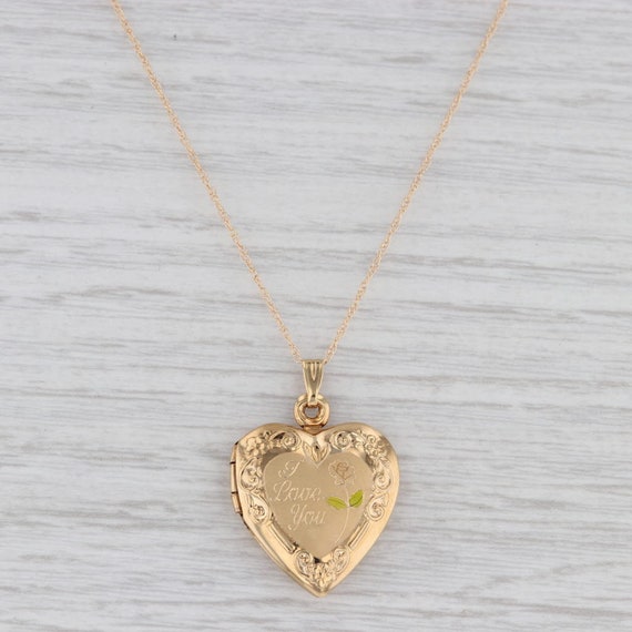 Heart Locket Pendant Necklace 14k Gold 