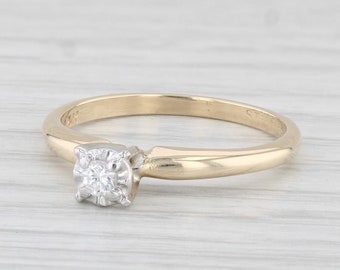 Round Diamond Solitaire Engagement Ring 14k Yellow Gold Size 6.5