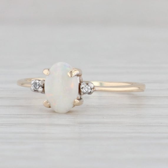 Oval Opal Diamond Ring 14k Yellow Gold Size 3 Oct… - image 1
