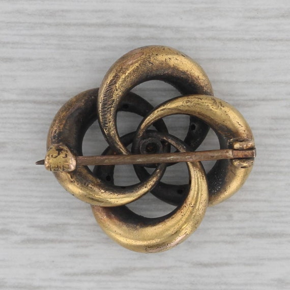 Vintage Flower Knot Brooch 14k Gold Enamel Seed P… - image 2
