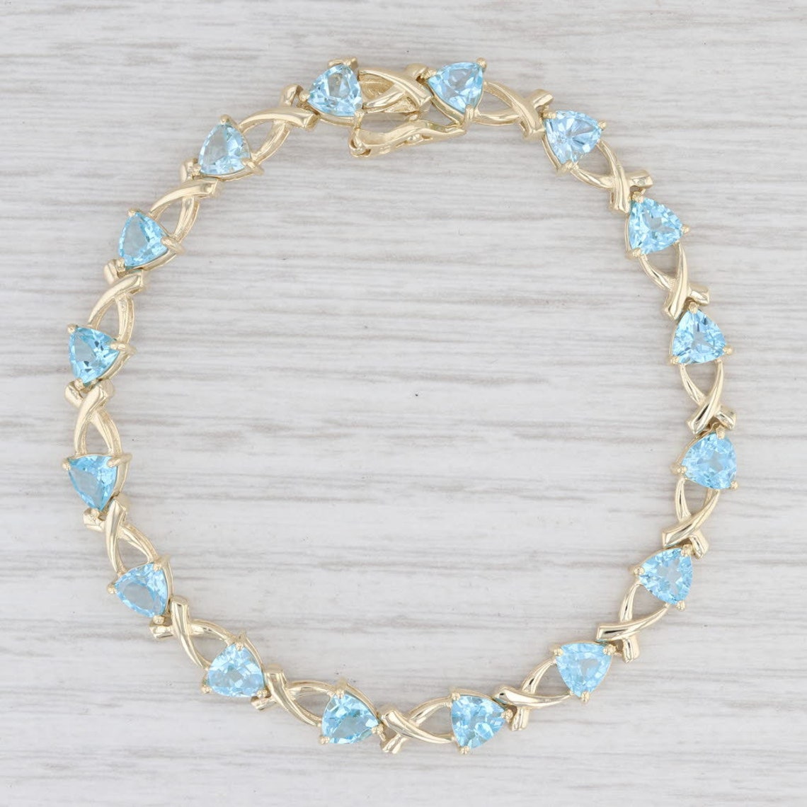 8.50ctw Blue Topaz Tennis Bracelet 10k Yellow Gold 6.75 6.3mm Etsy