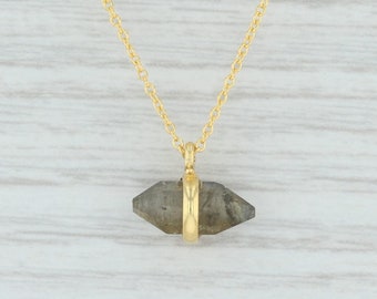 Gray Labradorite Pendant, Gray Crystal Pendant, Crystal Necklace, Sterling Silver Necklace, Gold Vermeil, 18" Necklace, Gift for Her