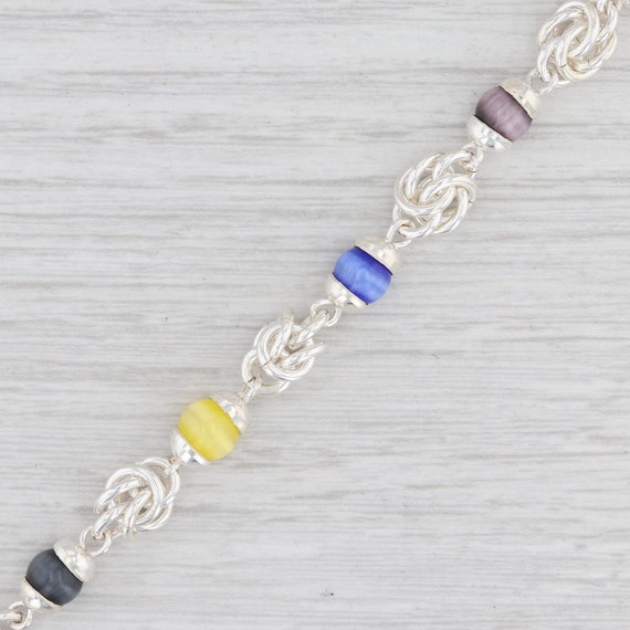 New Multi Color Glass Bead Chain Bracelet 7.25" S… - image 3