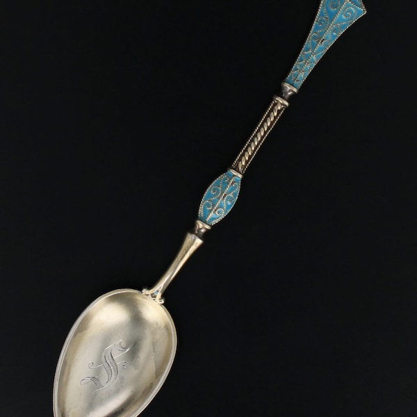 David Andersen Norway Dragestil Spoon Demitasse Sterling Silver Enamel Monogram