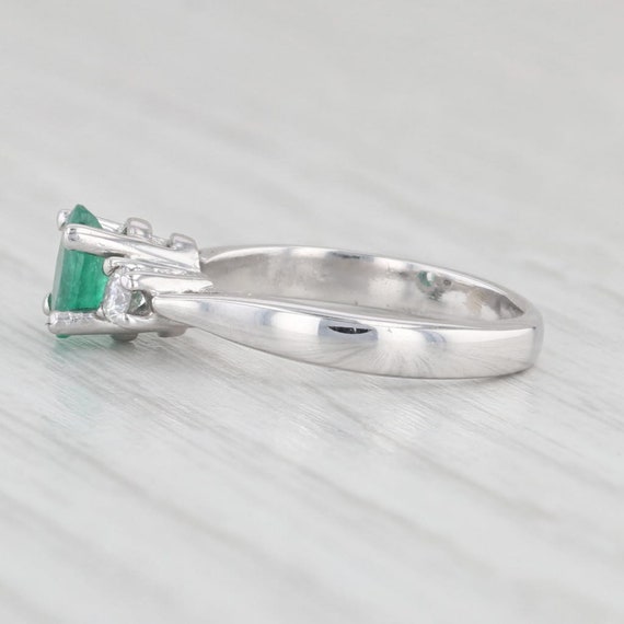 0.47ctw Oval Emerald Diamond Ring 14k White Gold … - image 3
