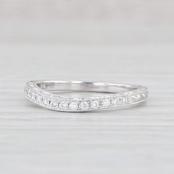 New 0.15ctw Contoured Diamond Wedding Band 18k Wh… - image 1