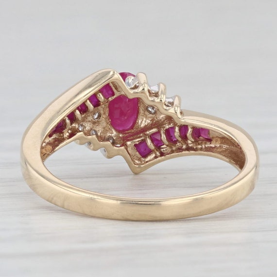 1.12ctw Ruby Diamond Bypass Ring 10k Yellow Gold … - image 4