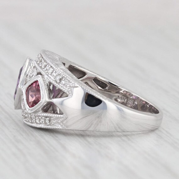 1.47ctw Tourmaline Amethyst Diamond Ring 14k Whit… - image 3