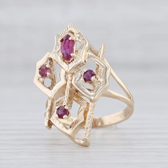 Abstract Ring, Ruby Cocktail Ring, Yellow Gold Rin