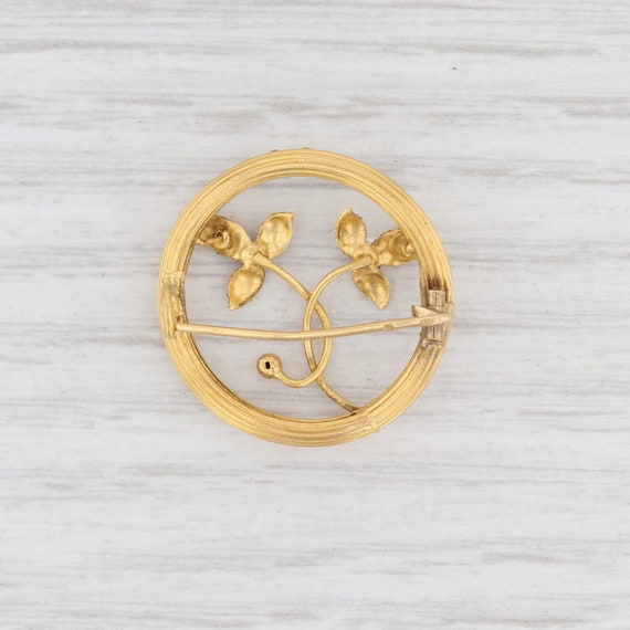 Antique French Flower Brooch 18k Yellow Gold Cult… - image 3