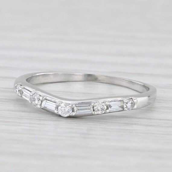 0.27ctw Contoured Diamond Wedding Band 14k White Gold Size 7.25 Stackable Etsy UK