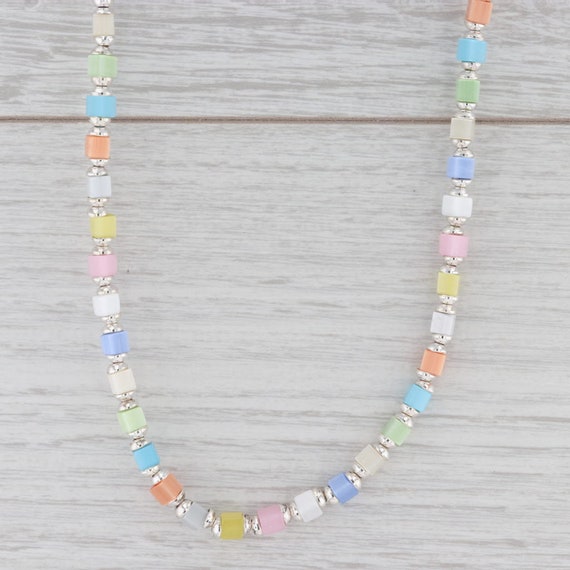 New Multi Color Glass Bead Necklace 16" Strand St… - image 1