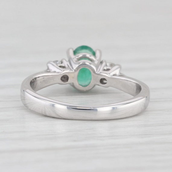 0.47ctw Oval Emerald Diamond Ring 14k White Gold … - image 4