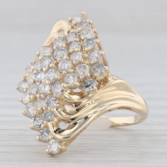 1.70ctw Diamond Cluster Bypass Ring 10k Yellow Go… - image 1