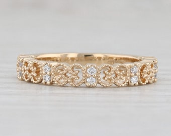 Nuevo anillo apilable de diamantes Alianza de boda de oro amarillo de 14 k Apilamiento para mujeres Sz 6.25