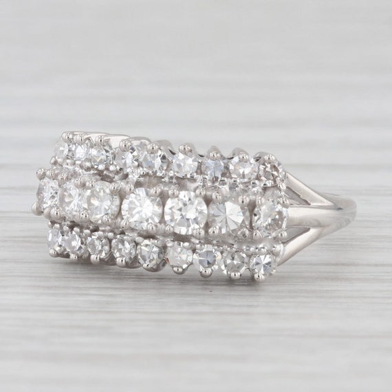 Vintage 0.80ctw Tiered Diamond Ring 14k White Gol… - image 1