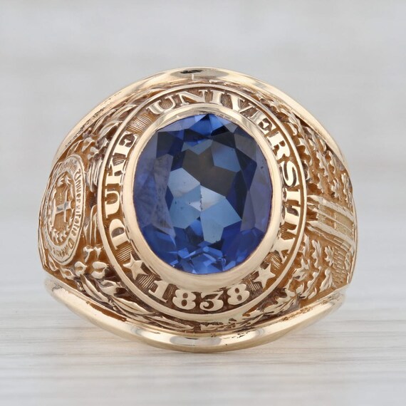 Duke University Class Ring 10k Gold 4.5ct Lab Cre… - image 2