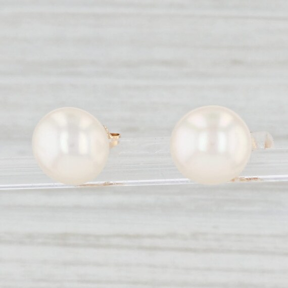 Freshwater Cultured Pearl Stud Earrings 14k Yello… - image 2