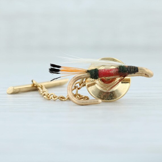 Vintage Fly Fishing Tackle Tie Tack Pin 14k Yellow