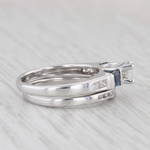 0.97ctw Princess Diamond Sapphire Engagement Ring… - image 6