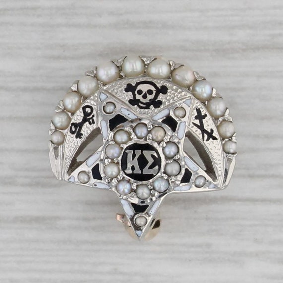 Kappa Sigma Crescent Star Badge 14k Gold Pearl Fr… - image 1