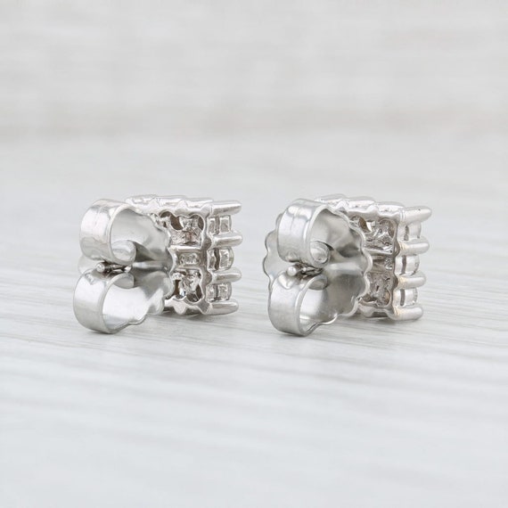 1.04ctw Square Diamond Cluster Earrings 14k White… - image 3