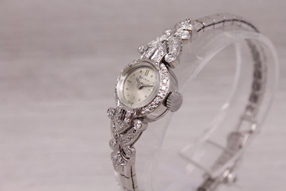 Vintage Bulova Ladies 14k White Gold & Diamond Wr… - image 8