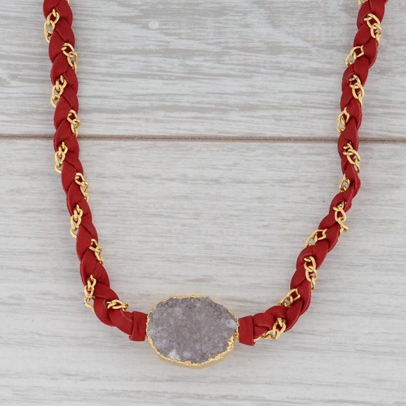 New Cordelia Nina Nguyen Necklace White Druzy Red… - image 1