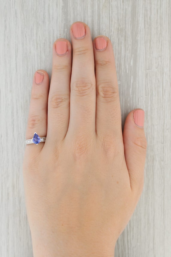 1.52ctw Pear Tanzanite Diamond Ring 18k White Gol… - image 8