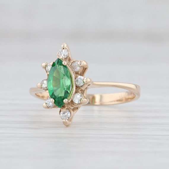 Green Gemstone Ring, Tsavorite Garnet Ring, Diamon