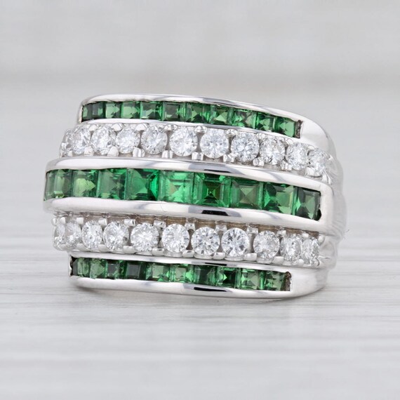 Green Gemstone Ring, Tsavorite Garnet Ring, Diamon
