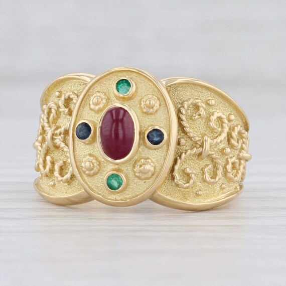 Ornate Gemstone Ring, Gold Gemstone Ring, Size 9.2