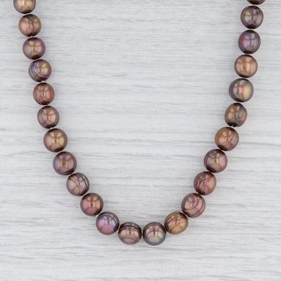 Brown Pearl Necklace, Pearl Strand Necklace, Gold