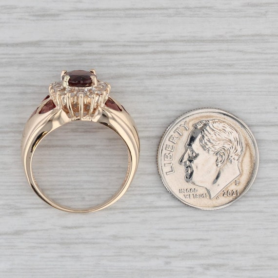 2.33ctw Garnet Diamond Halo Ring 14k Yellow Gold … - image 7