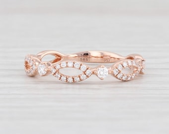 New 0.26ctw Diamond Band 14k Rose Gold Size 6.75 Stackable Wedding Ring