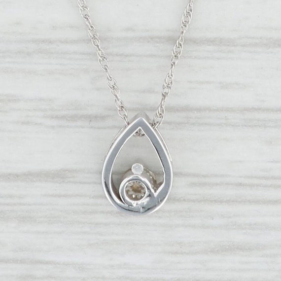 New 0.10ctw Diamond Teardrop Pendant Necklace 14k… - image 3