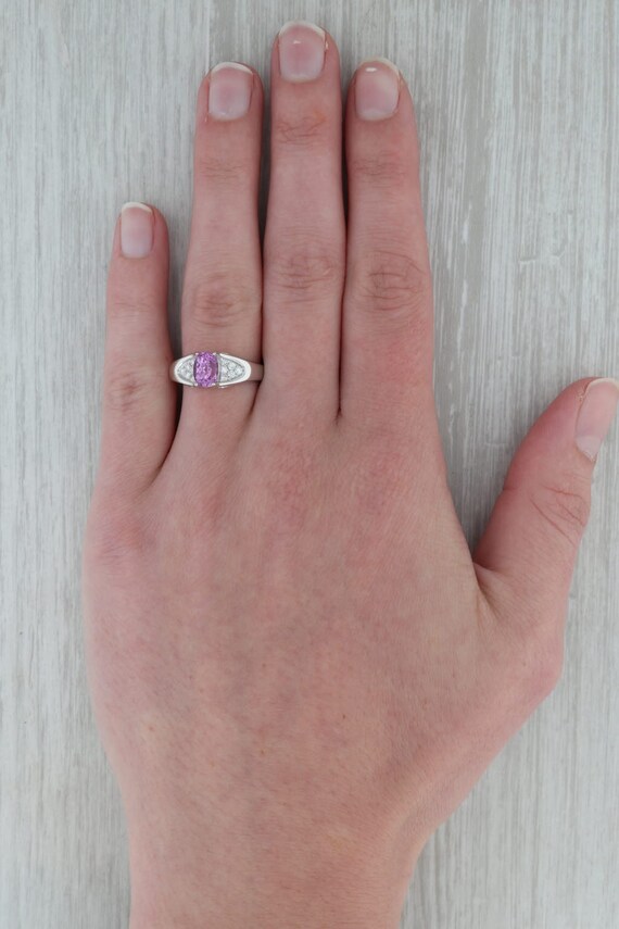 1.69ctw Oval Pink Kunzite Diamond Ring 14k White … - image 8