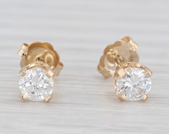 0.50ctw Round Diamond Solitaire Stud Earrings 14k Yellow Gold