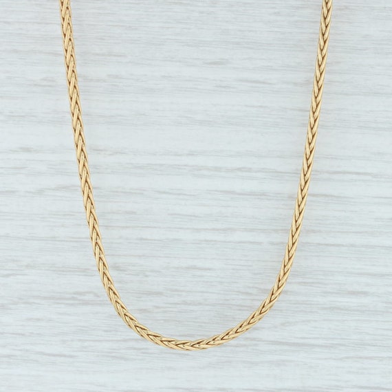 Designer Wheat Chain Necklace 18k Yellow Gold 17"… - image 2