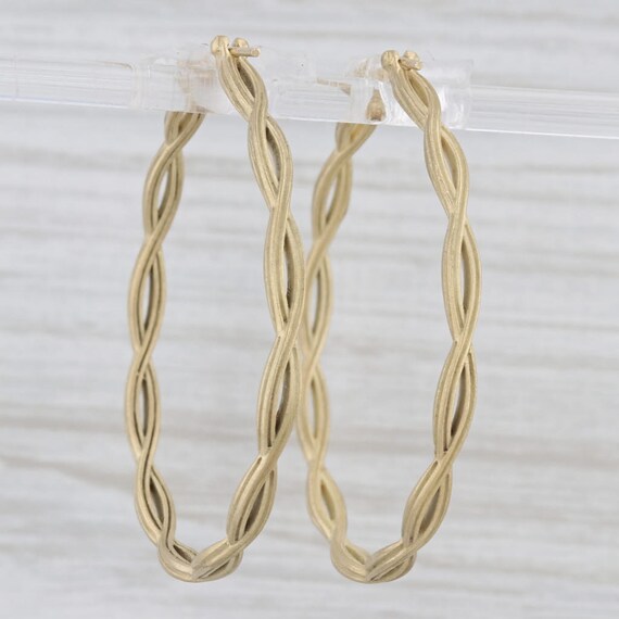 Woven Round Hoop Earrings 18k Yellow Gold Snap To… - image 3