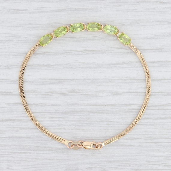 Peridot Bracelet, Yellow Gold Bracelet, Wheat Chai