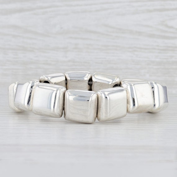 New Square Bead Statement Bracelet Sterling Silve… - image 1