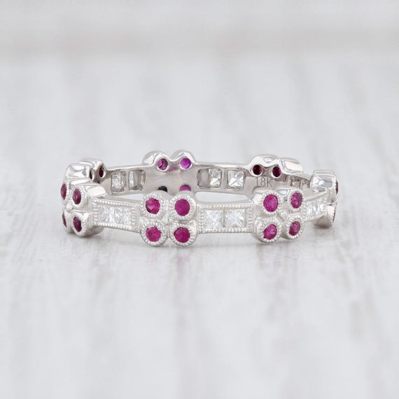 Ruby Flower Ring, Ruby Diamond Ring, Stackable Ge… - image 3