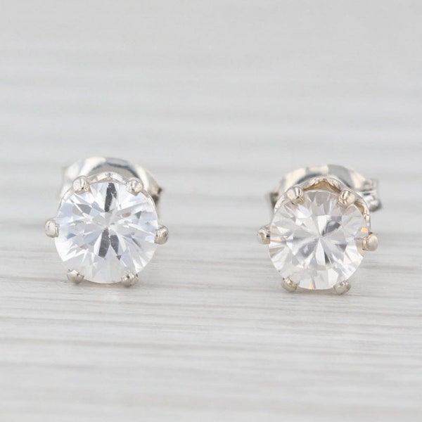 0.80ctw Moissanite Stud Earrings Sterling Silver Round Solitaire