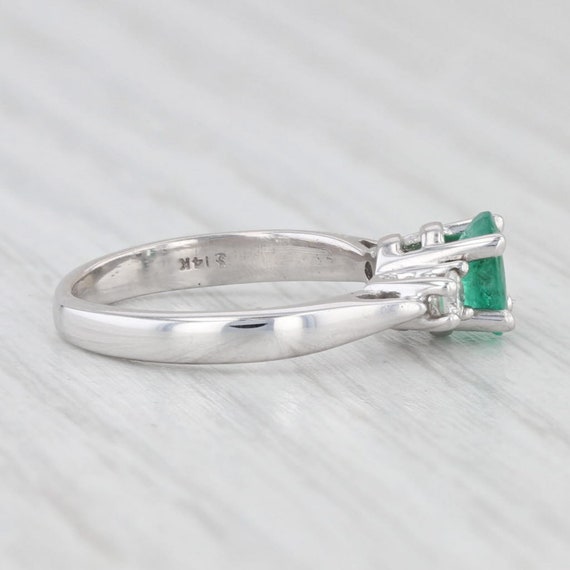 0.47ctw Oval Emerald Diamond Ring 14k White Gold … - image 5