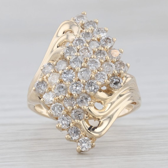 1.70ctw Diamond Cluster Bypass Ring 10k Yellow Go… - image 2