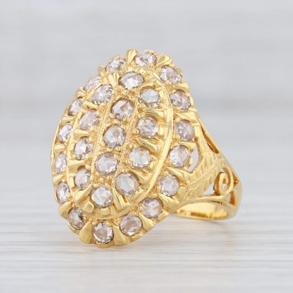 Diamond Cocktail Ring, Gold Ring, Size 7.25 Ring,