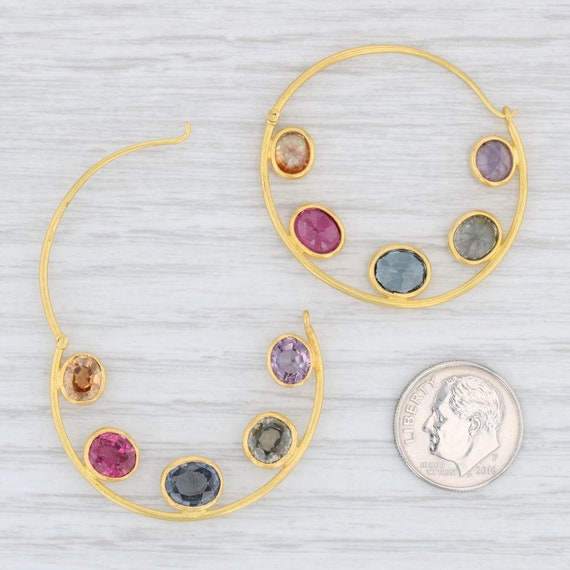 Marie Helene De Taillac Gemstone Hoop Earrings 22k Gold Round